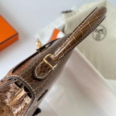 wholesale quality hermes kelly 25 porosus shiny miel crocodile ghw